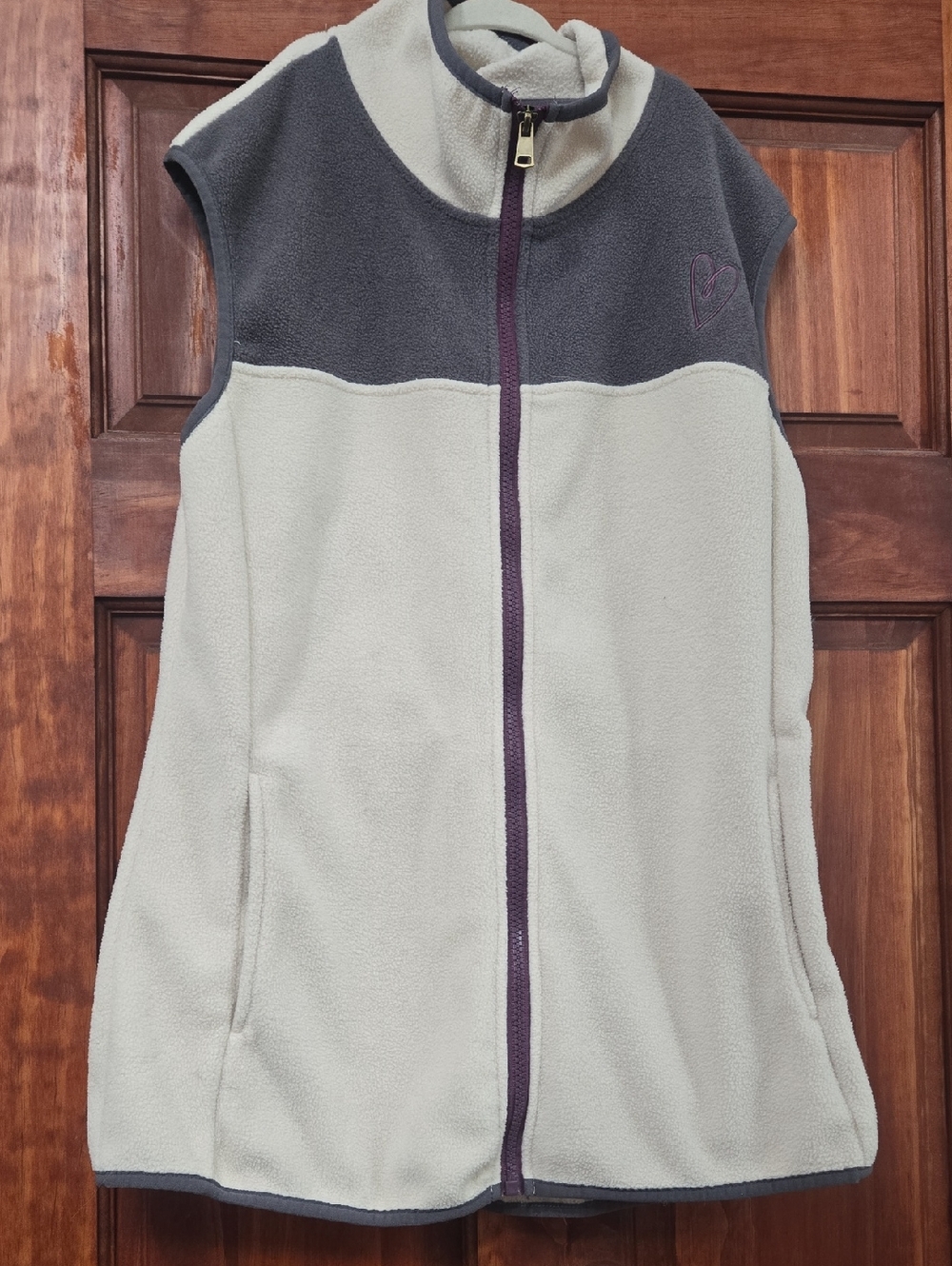 Latched Mama Fleece Vest- Cream with Charcoal Trim